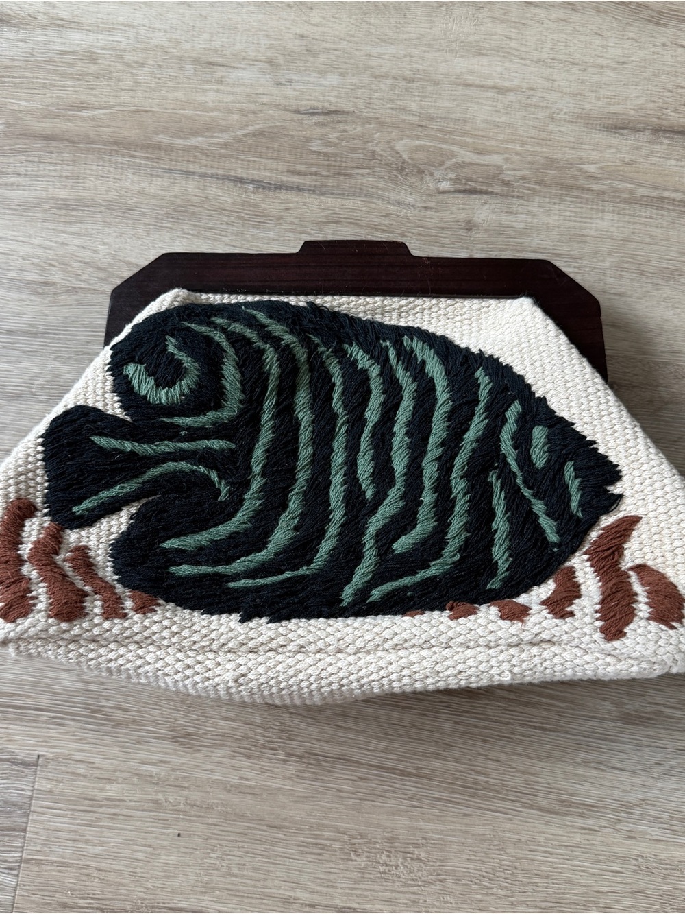 Zara Cream Cat Carrier Panel with Green & Black Fish Motif